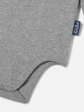 Grauer Jacques Body aus Bio-Baumwolle mit Tutto Il Papà-Stickerei 