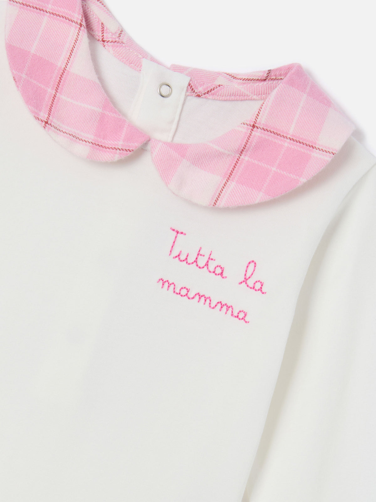 White Jacques organic cotton body with Tutta La Mamma embroidery