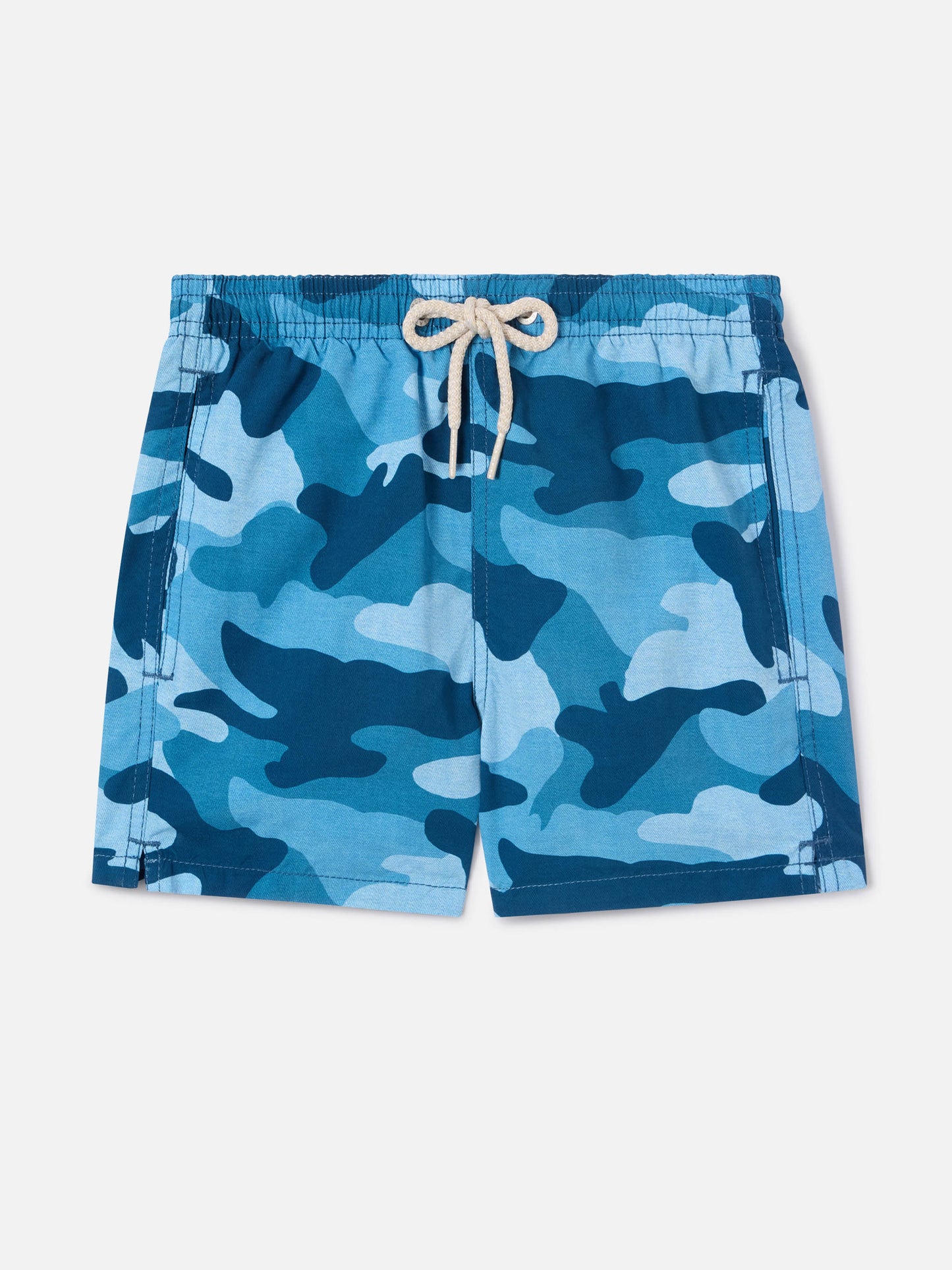 Boy mid-length Jean swim-shorts with camouflage print