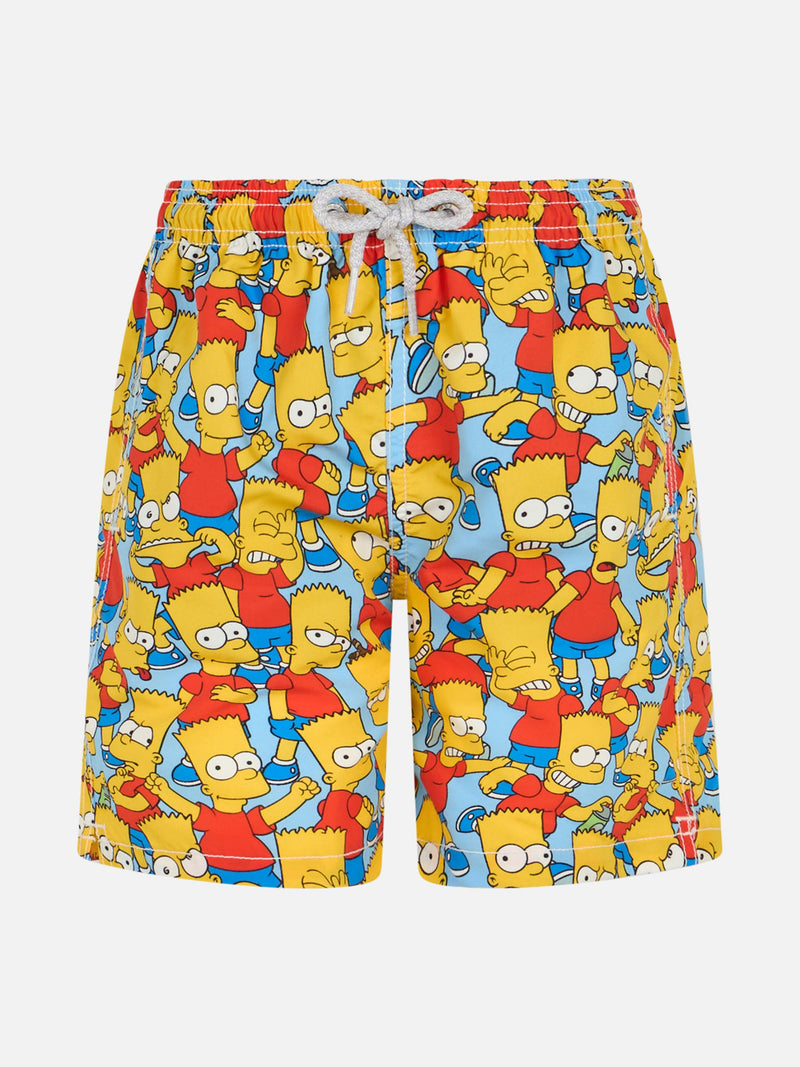 Boy mid-length Jean swim-shorts with Bart Simpson print | THE SIMPSON SPECIAL EDITION