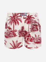 Jean mid-length swim shorts with toile de jouy print | AI BY RICKDICK  SPECIAL EDITION