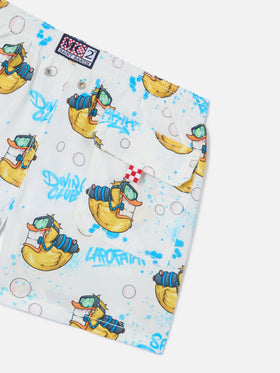 Bañador infantil de largo medio en tejido vaquero con estampado Crypto Ducky | CRYPTOPUPPETS SPECIAL EDITION 