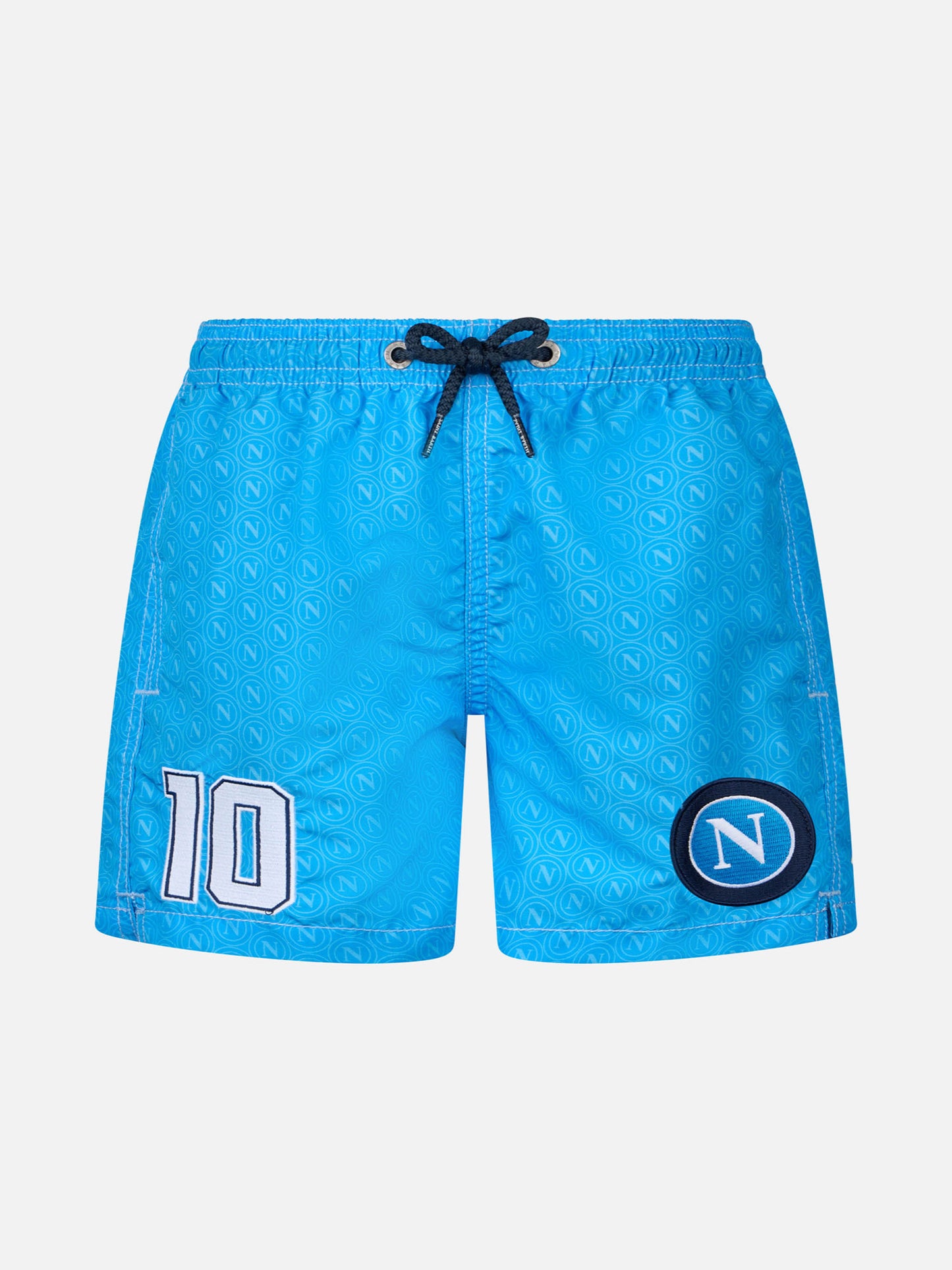 Mittellange Badeshorts aus Jeans mit Napoli-Print und Patch | SSC NAPOLI SPECIAL EDITION