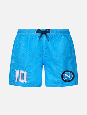 Mittellange Badeshorts aus Jeans mit Napoli-Print und Patch | SSC NAPOLI SPECIAL EDITION