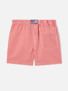 Rote gestreifte Badeshorts aus Jean mit AS Cannes-Stickerei | AS CANNES SPECIAL EDITION 