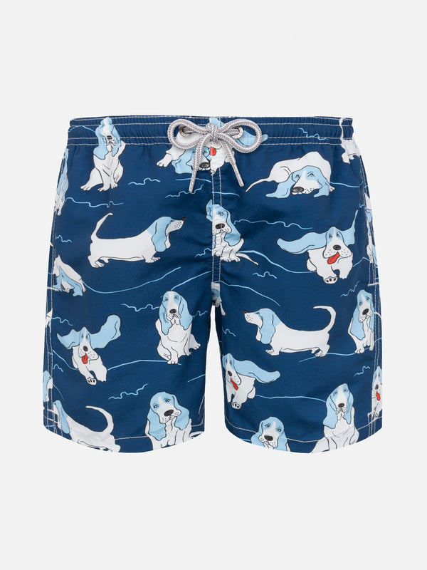 Costume da bagno da bambino con stampa Basset Hound