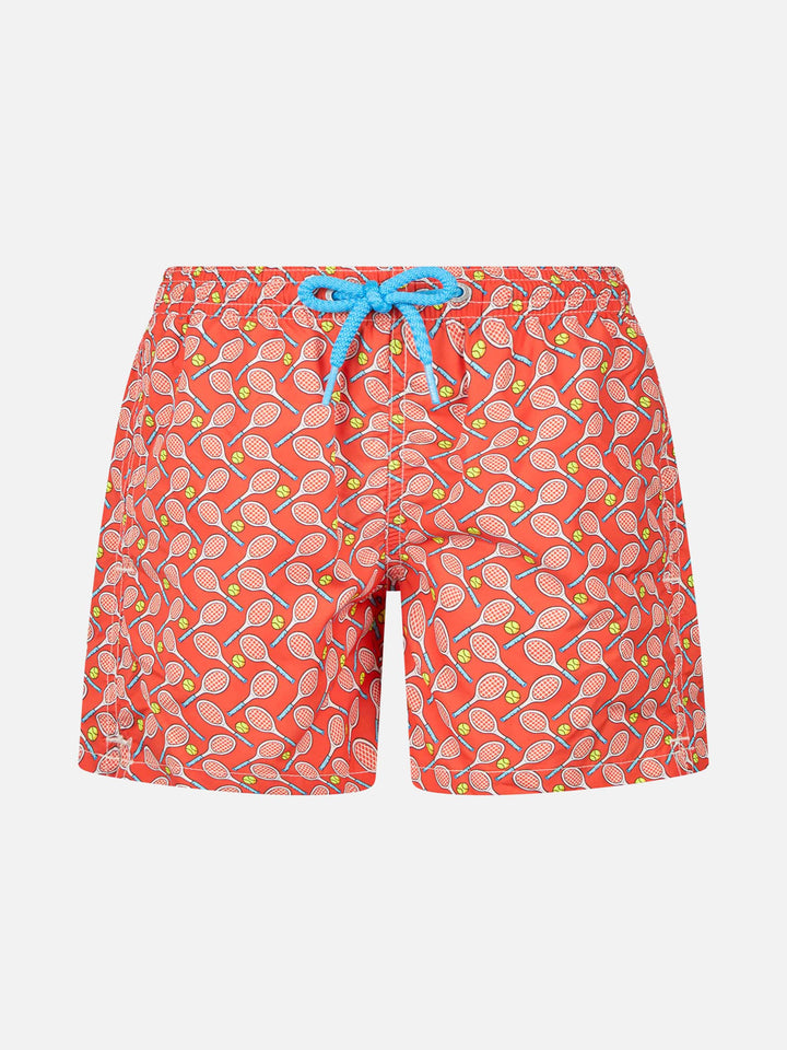 Badeshorts für Jungen aus leichtem Stoff Jean Lighting mit Tennis-Print