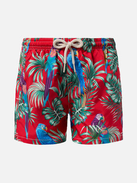 Jean Lighting lightweight fabric swim shorts with parrot print