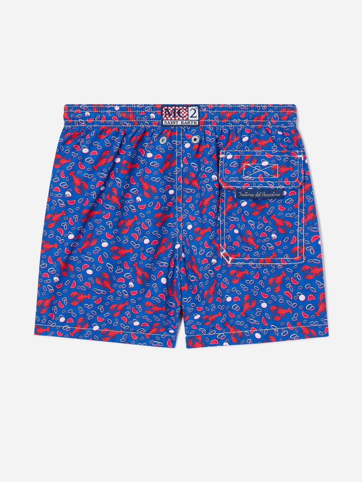 Jean Lighting swim shorts with lobster all-over print