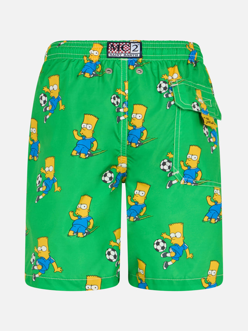 Boy lightweight fabric swim-shorts Jean Lighting with Bart print | THE SIMPSON SPECIAL EDITION