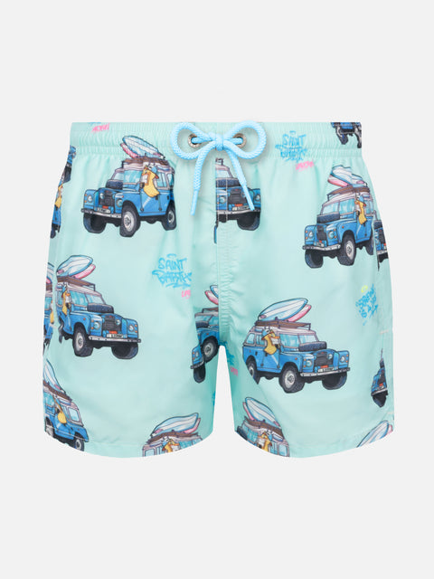 Jean Lighting lightweight fabric swim shorts with Cryptopuppets surfer print | CRYPTOPUPPETS SPECIAL EDITION - MC2 Saint Barth