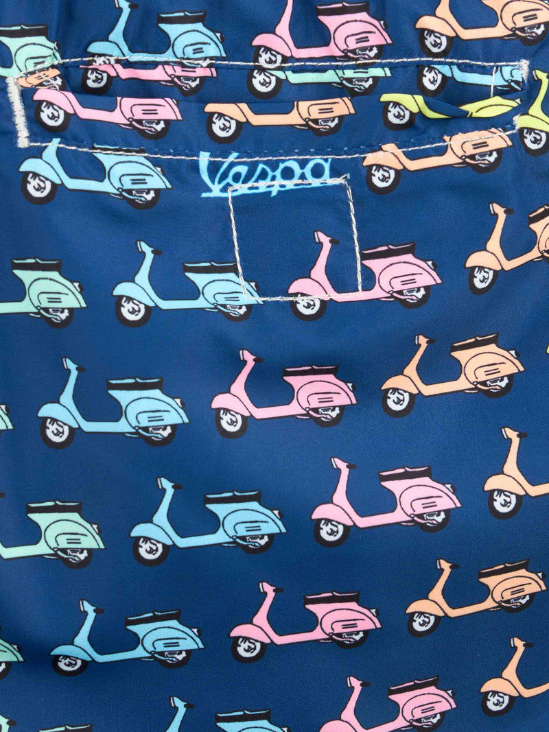 Boy lightweight fabric swim-shorts Jean Lighting with Vespa print | VESPA SPECIAL EDITION