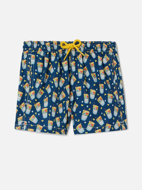 Lightweight fabric swimshorts with Estathè print | ESTATHE' SPECIAL EDITION