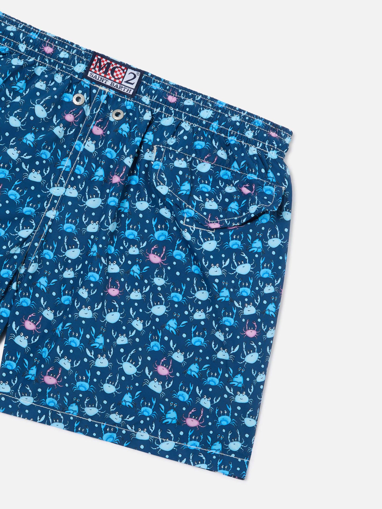 Bañador corto para niño con estampado multicolor de cangrejos 