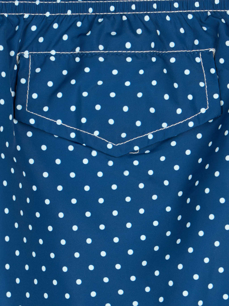 Boy lightweight fabric swim-shorts Jean Lighting with polka dots print