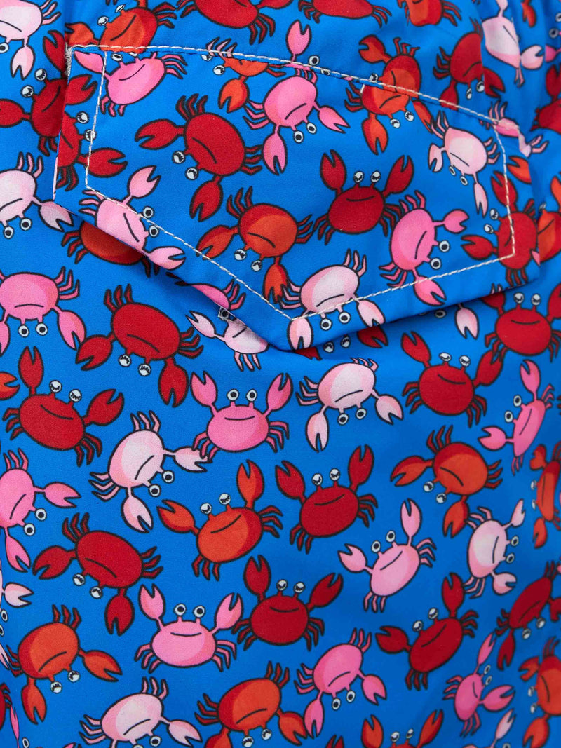 Boy lightweight fabric swim-shorts Jean Lighting with crabs print