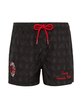 Jean Lighting lightweight fabric swim shorts with Milan logo print | AC MILAN SPECIAL EDITION