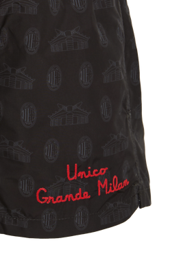 Jean Lighting lightweight fabric swim shorts with Milan logo print | AC MILAN SPECIAL EDITION