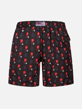 Boy lightweight fabric swimshorts with Milan print | AC MILAN SPECIAL EDITION