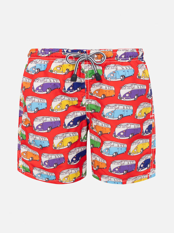 Badeshorts für Jungen aus leichtem Stoff mit Van-Print