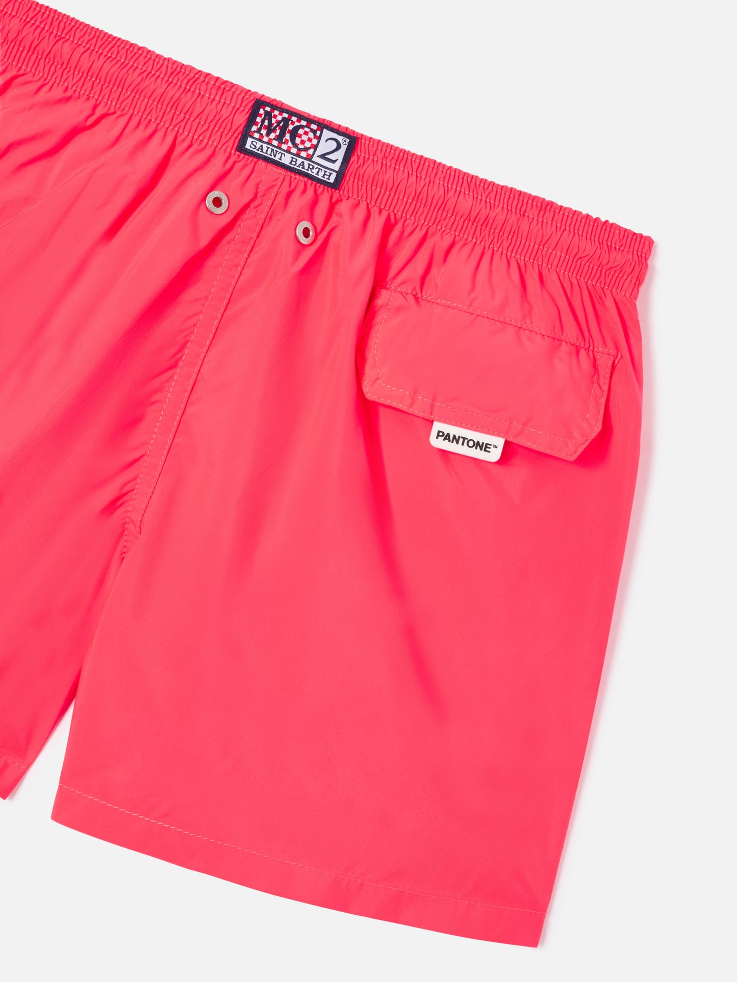 Short de bain léger rouge fluo pour garçon Lighting Pantone | PANTONE® SPECIAL EDITION 