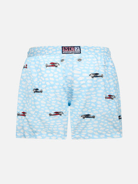 Costume da bagno da bambino in tessuto leggero Jean Lighting con ricamo di aeroplani