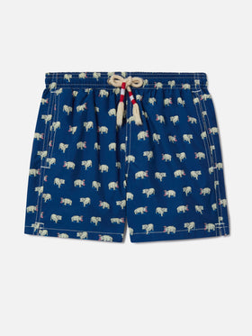 Jean Lighting 70 lightweight swim shorts with hippo print