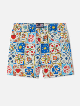 Jean Lighting 70 swim shorts with Maiolica all-over print