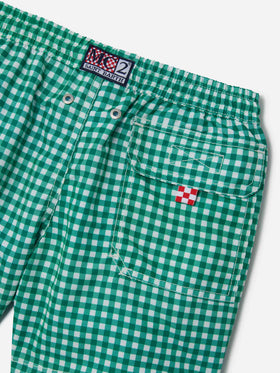 Bañador shorts para niño con estampado de cuadros vichy 