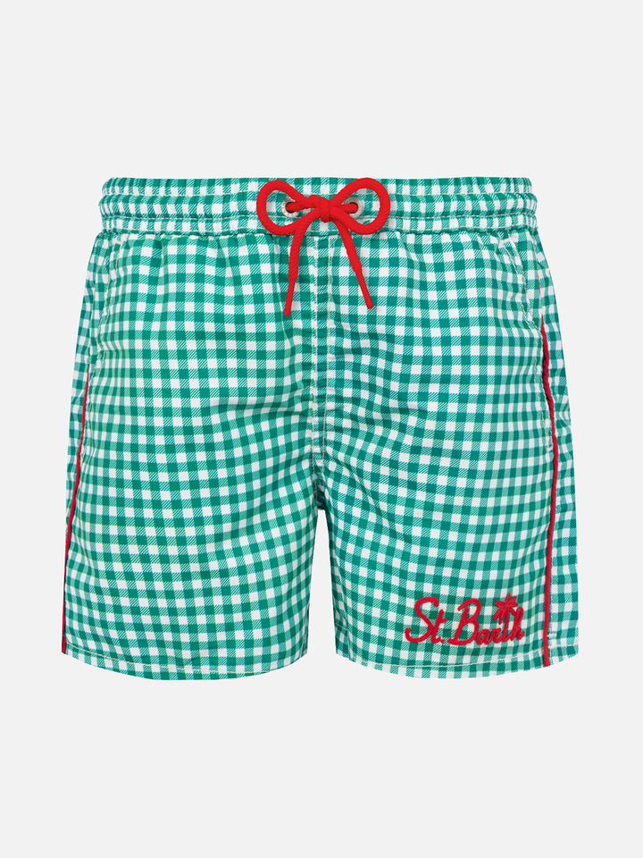 Boy swim shorts with gingham print - MC2 Saint Barth