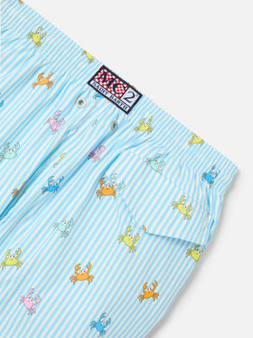 Jean Lighting Stretch swim shorts striped with all-over crabs print