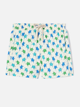 Jean Lighting Stretch swim shorts with all-over turtles print