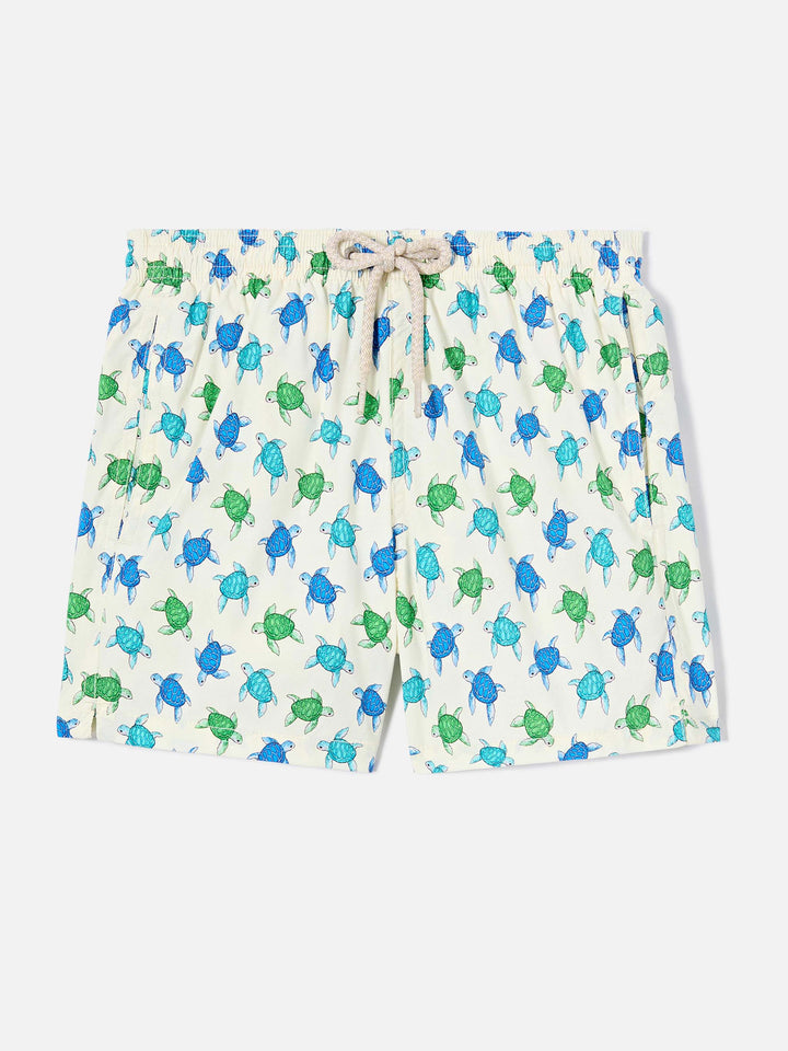 Jean Lighting Stretch swim shorts with all-over turtles print