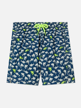 Jean Lighting Stretch swim shorts with all-over sharks print