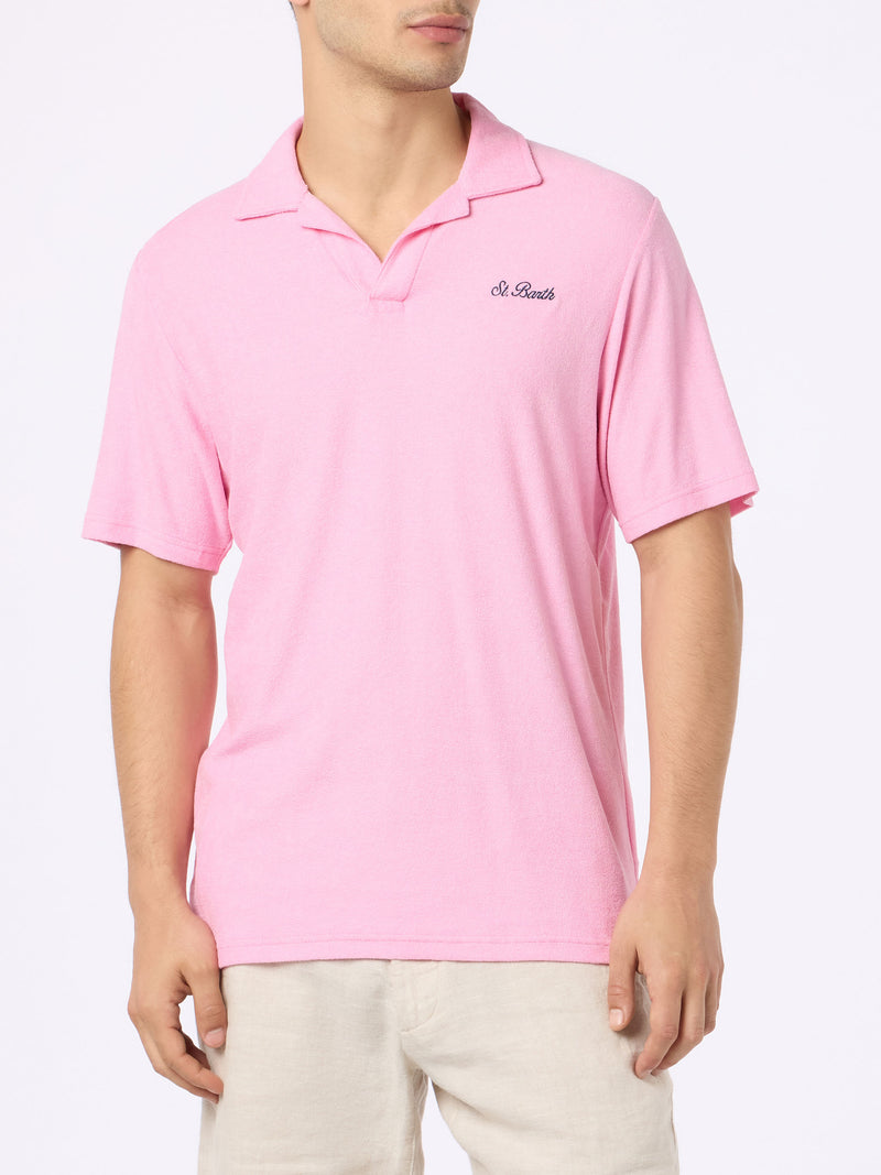 Rosa Frottee-Poloshirt für Herren Jeremy