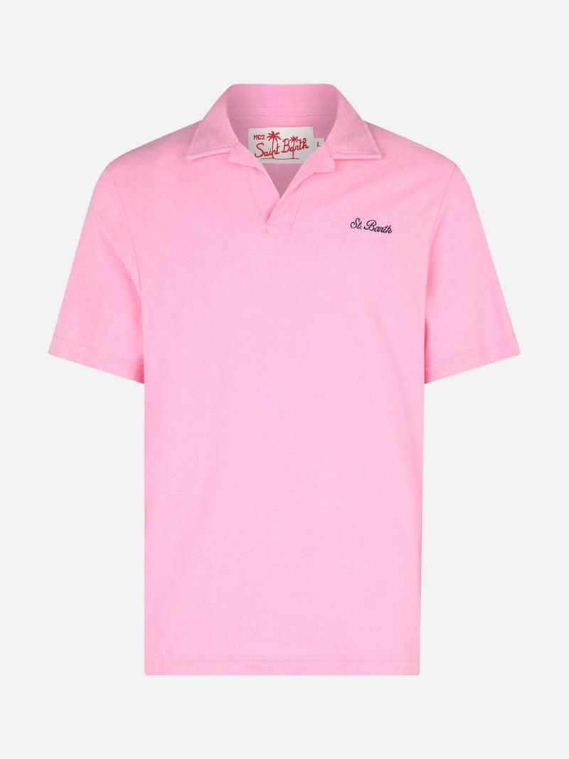 Man pink terry polo shirt Jeremy