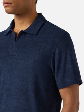 Polo Jeremy in cotone effetto spugna blu navy
