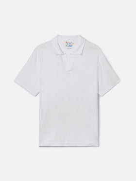 White Jeremy polo in terry-effect cotton