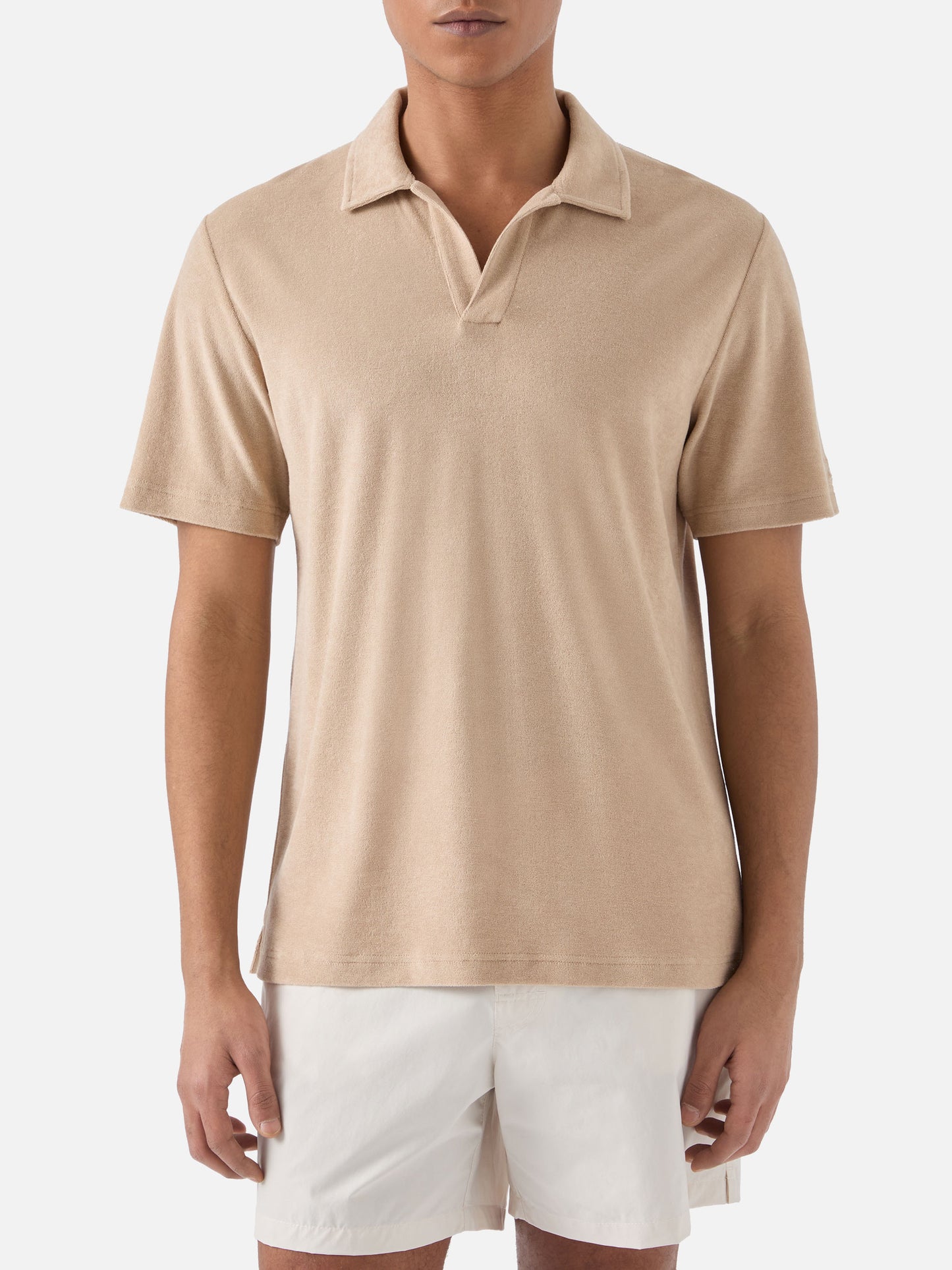 Beige Jeremy polo in terry-effect cotton