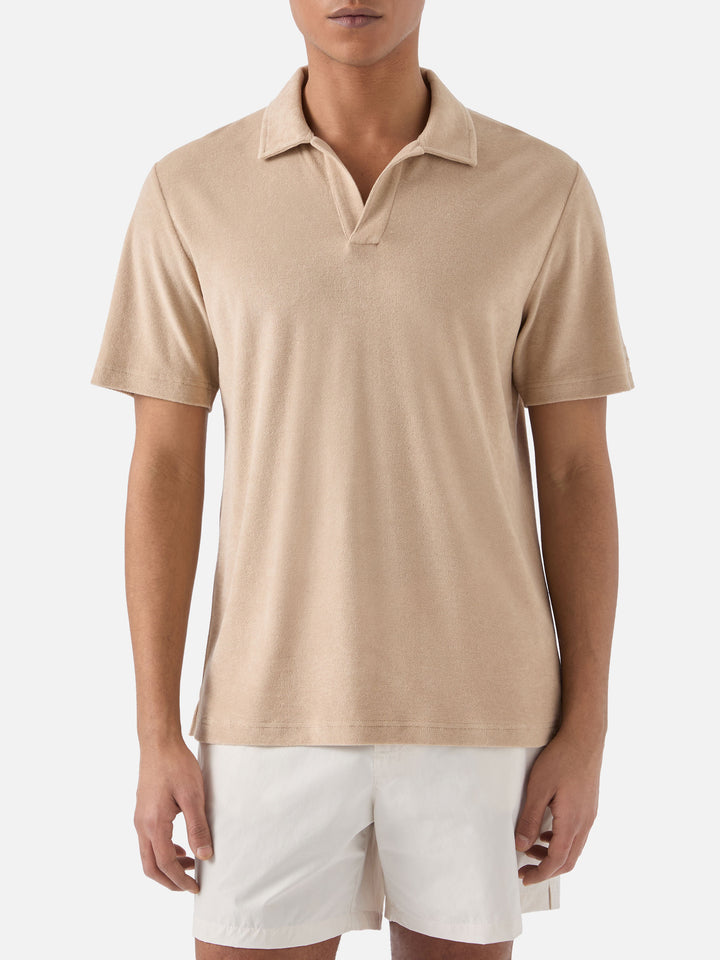 Beige Jeremy polo in terry-effect cotton