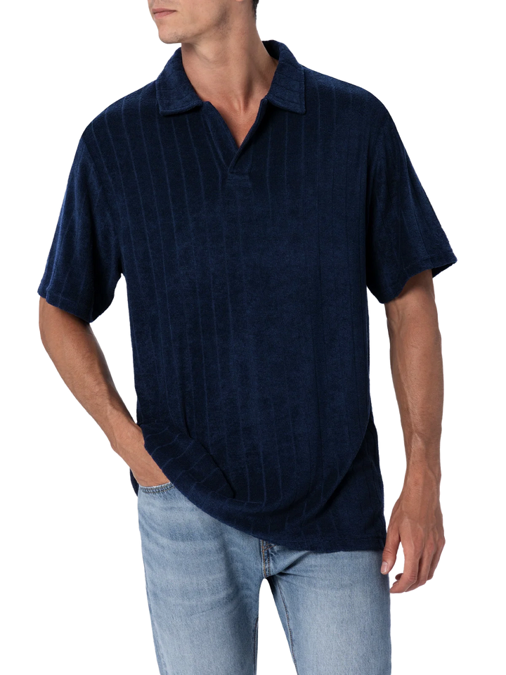 Man ribbed blue terry polo shirt Jeremy - MC2 Saint Barth