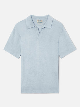 Light blue Jeremy polo in terry-effect cotton