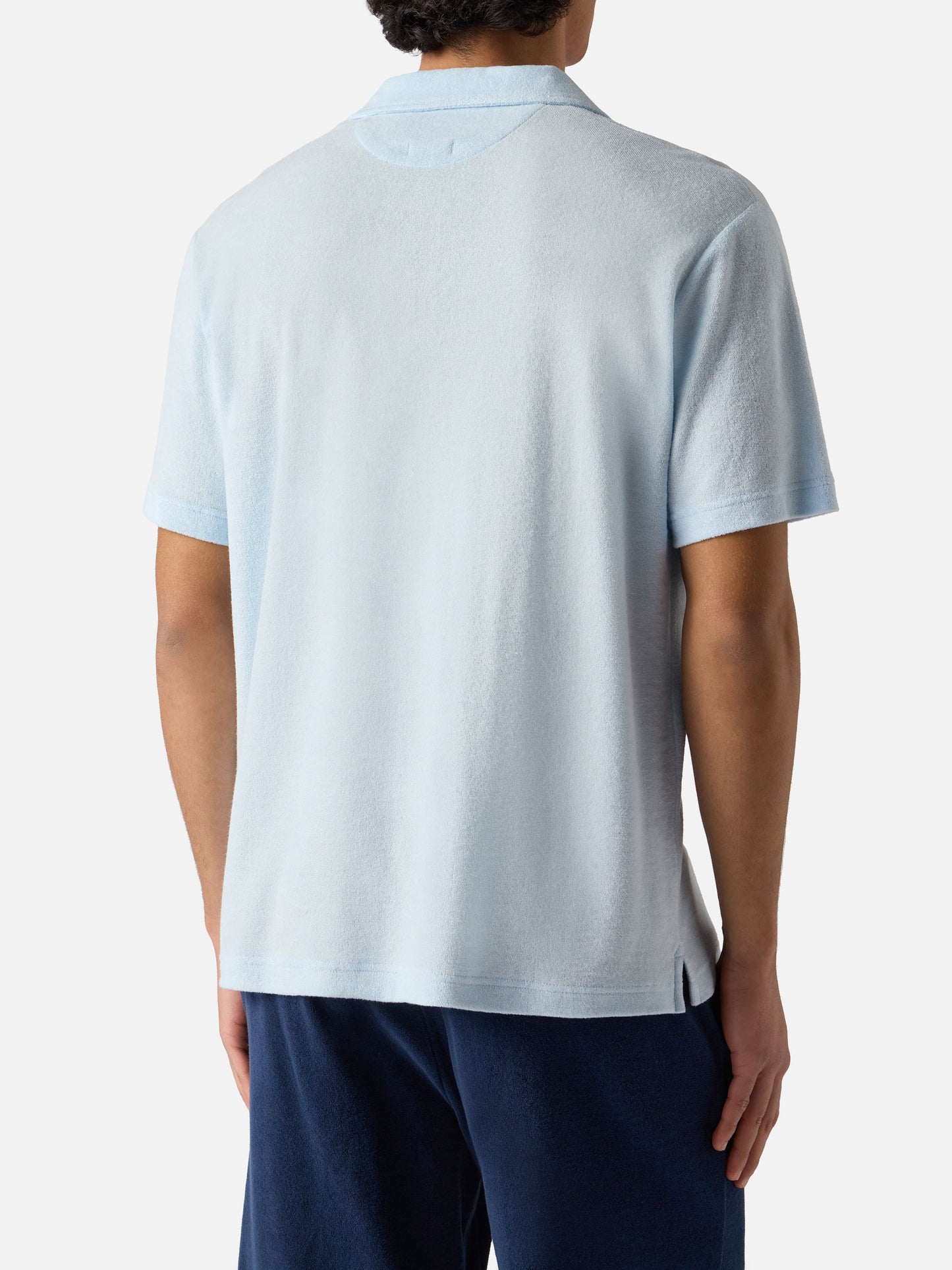 Light blue Jeremy polo in terry-effect cotton