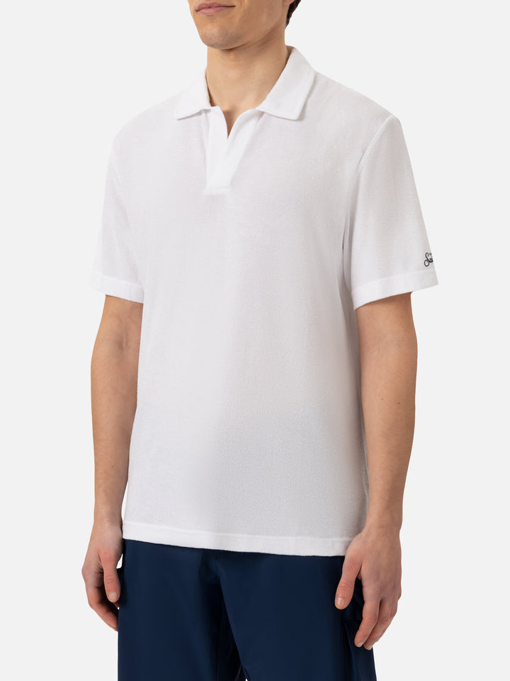Weißes Frottee-Poloshirt „Jeremy“