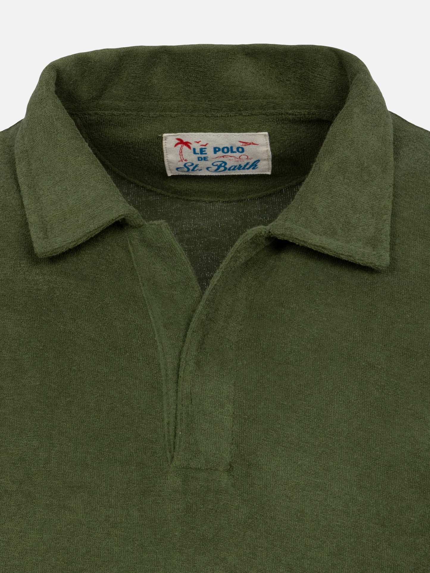 Jeremy military green terry polo shirt
