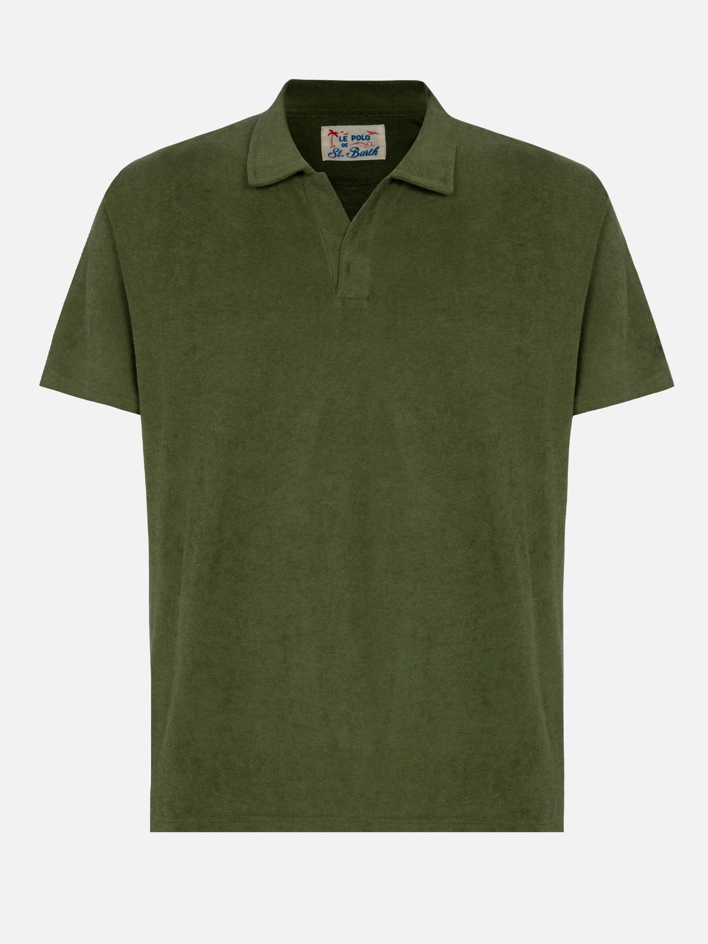 Jeremy military green terry polo shirt
