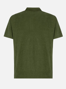 Jeremy military green terry polo shirt