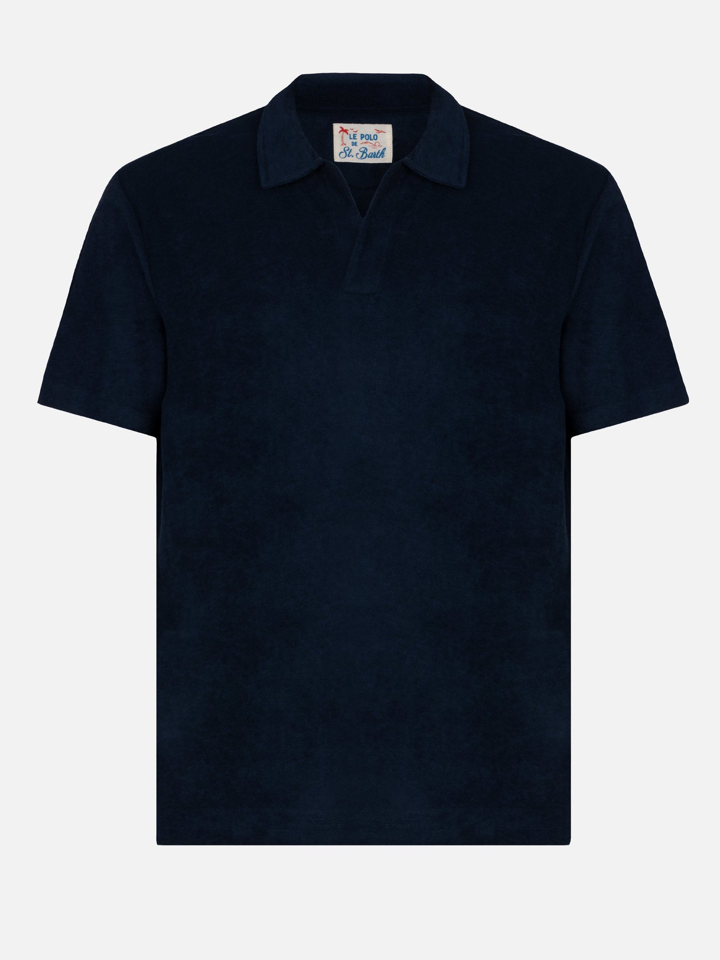 Polo Jeremy in spugna blu navy senza bottoni
