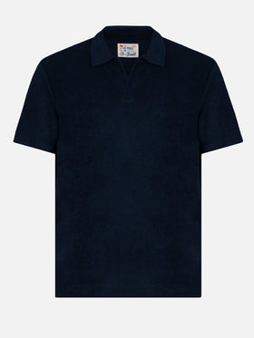 Polo Jeremy in spugna blu navy senza bottoni