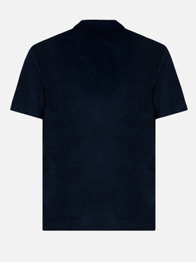 Polo Jeremy in spugna blu navy senza bottoni